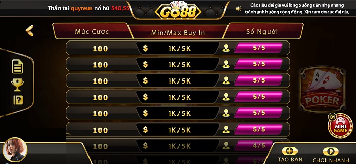 Giới thiệu và kinh nghiệm chơi Poker cổng game Go88