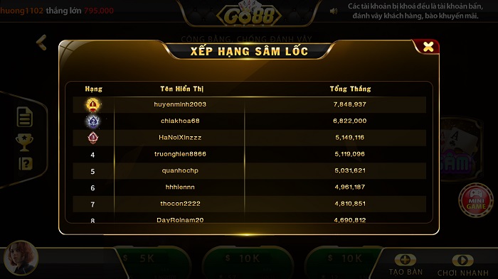 Giới thiệu và kinh nghiệm chơi Sâm cổng game Go88