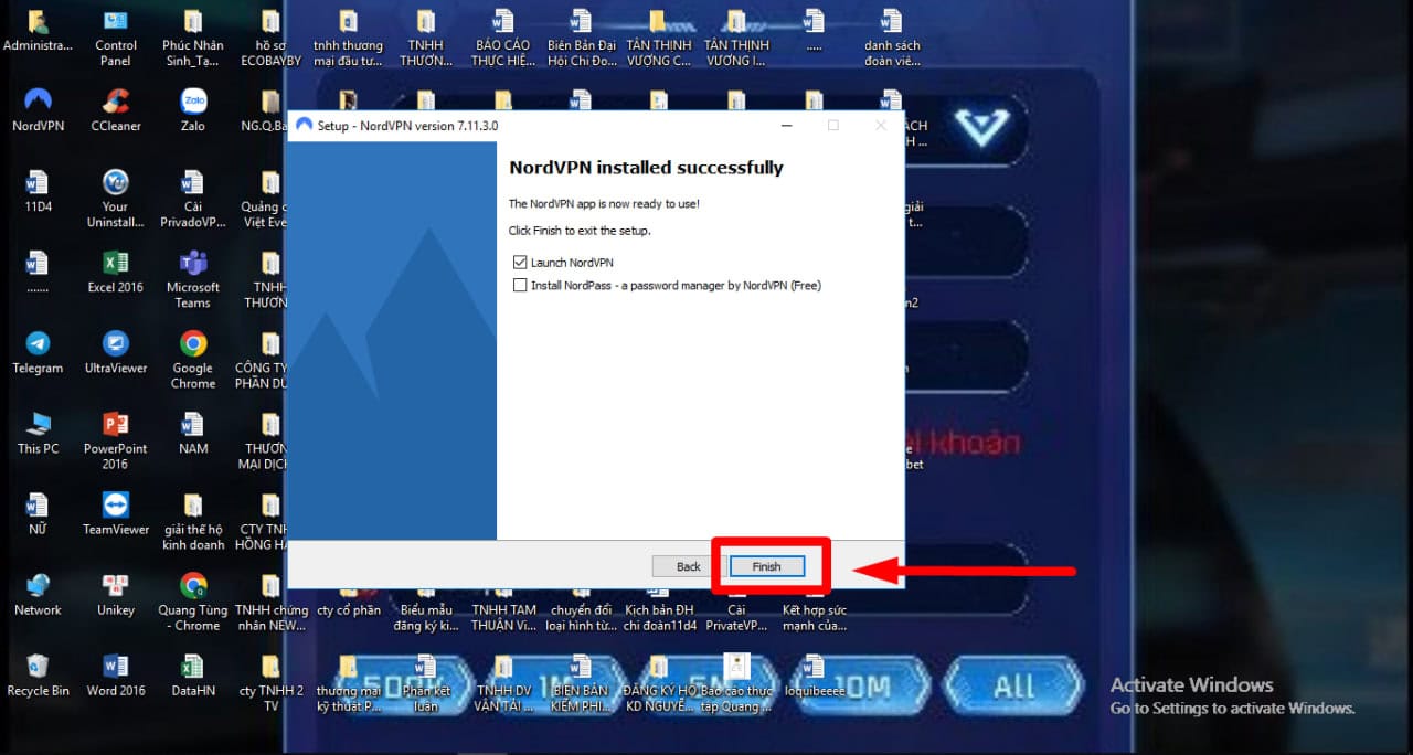 Hoàn tất cài đặt NordVPN