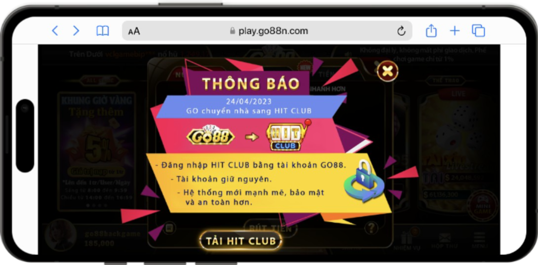 chơi game Go88 trên điện thoại iphone 14 promax