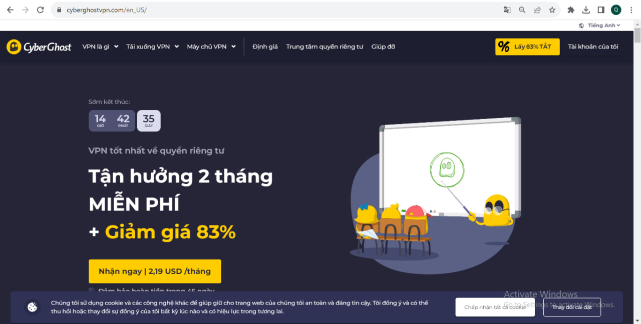 Trang chủ tải ứng dụng CyberGhostVPN