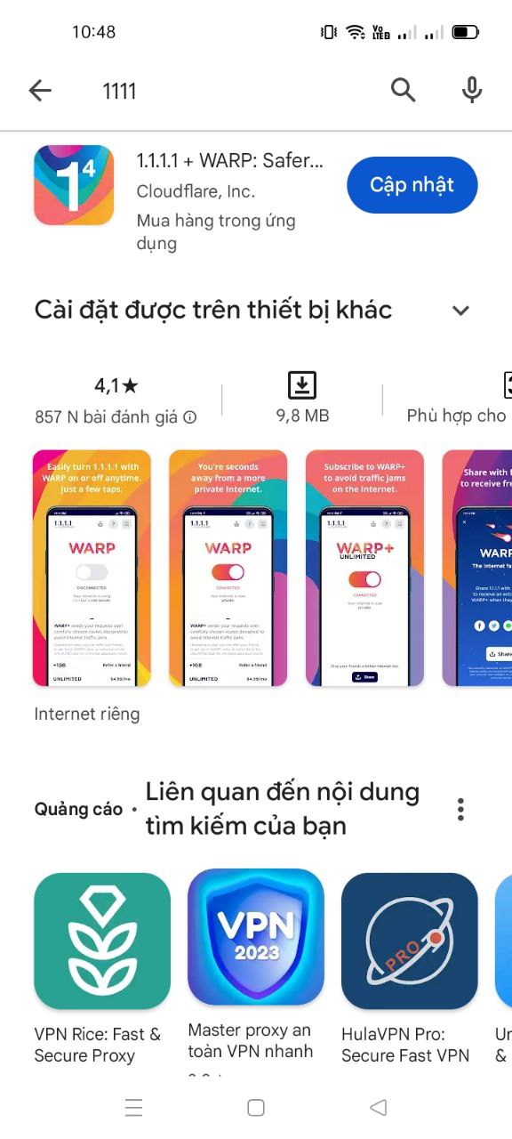 Hướng dẫn cài đặt ứng dụng 1.1.1.1VPN