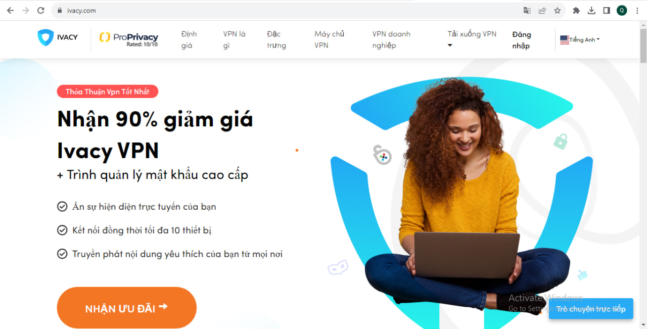 Truy cập vào trang web của Ivacyvpn